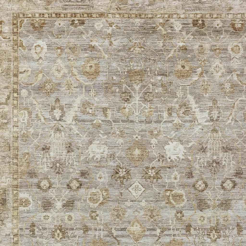 3' X 5' Taupe Brown And Ivory Oriental Washable Indoor Outdoor Area Rug