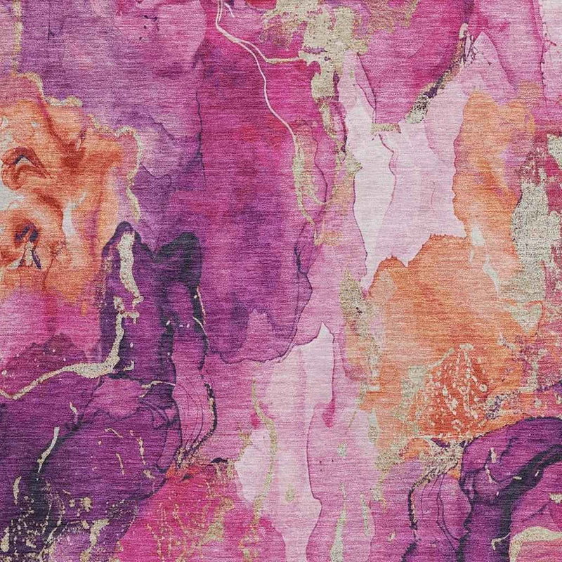 10' X 14' Ruby Red And Purple Abstract Washable Indoor Outdoor Area Rug