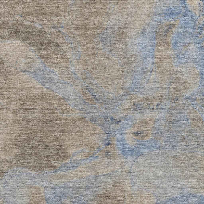 8' X 10' Taupe Beige And Blue Abstract Washable Indoor Outdoor Area Rug