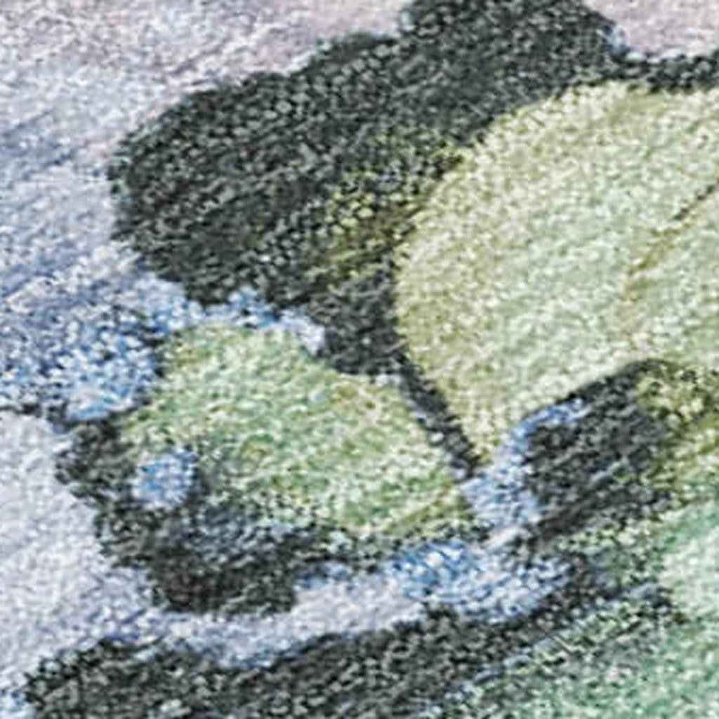 8' X 10' Artichoke Green And Lavender Abstract Washable Indoor Outdoor Area Rug