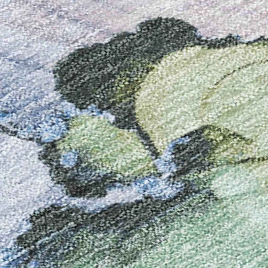 8' X 10' Artichoke Green And Lavender Abstract Washable Indoor Outdoor Area Rug