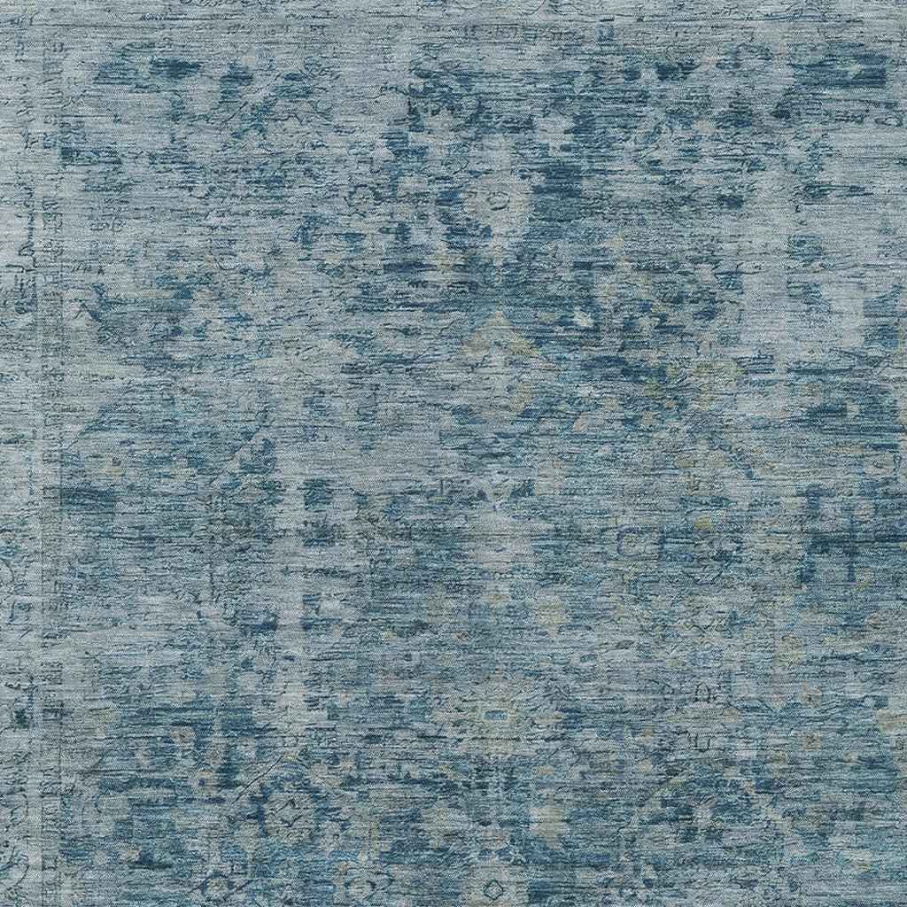 9' X 12' Blue And Gray Abstract Washable Indoor Outdoor Area Rug