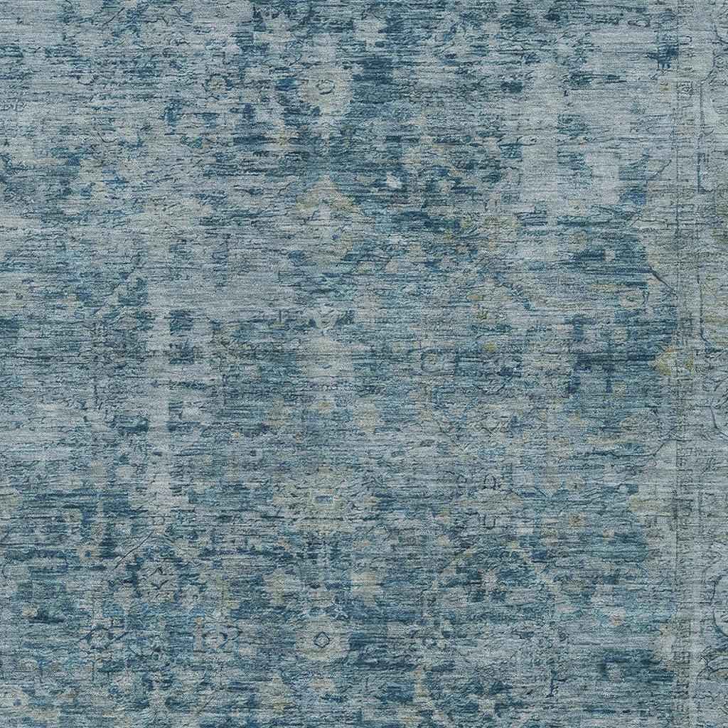 8' X 10' Blue And Gray Abstract Washable Indoor Outdoor Area Rug