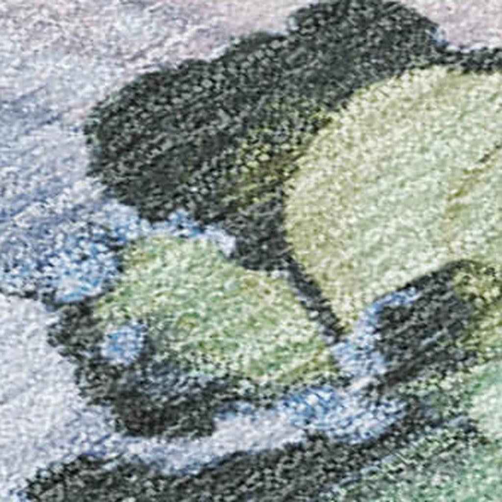 5' X 8' Artichoke Green And Lavender Abstract Washable Indoor Outdoor Area Rug