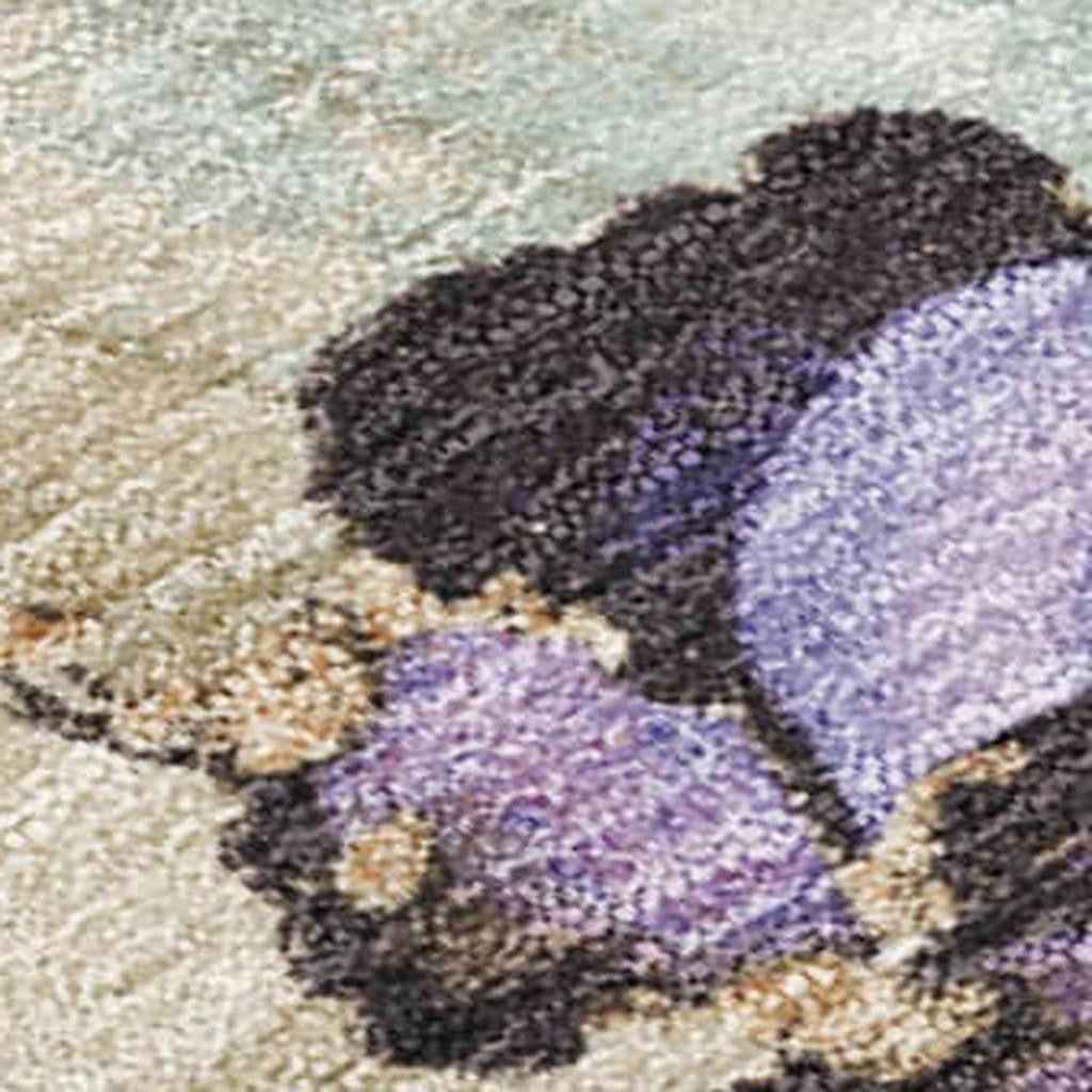 8' X 10' Lavender And Beige Abstract Washable Indoor Outdoor Area Rug