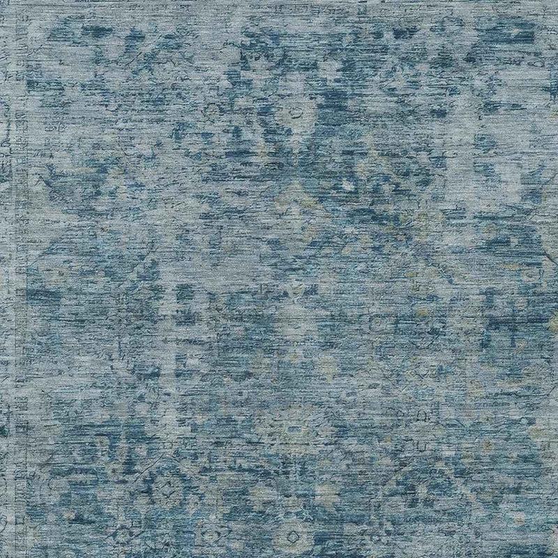 5' X 8' Blue And Gray Abstract Washable Indoor Outdoor Area Rug