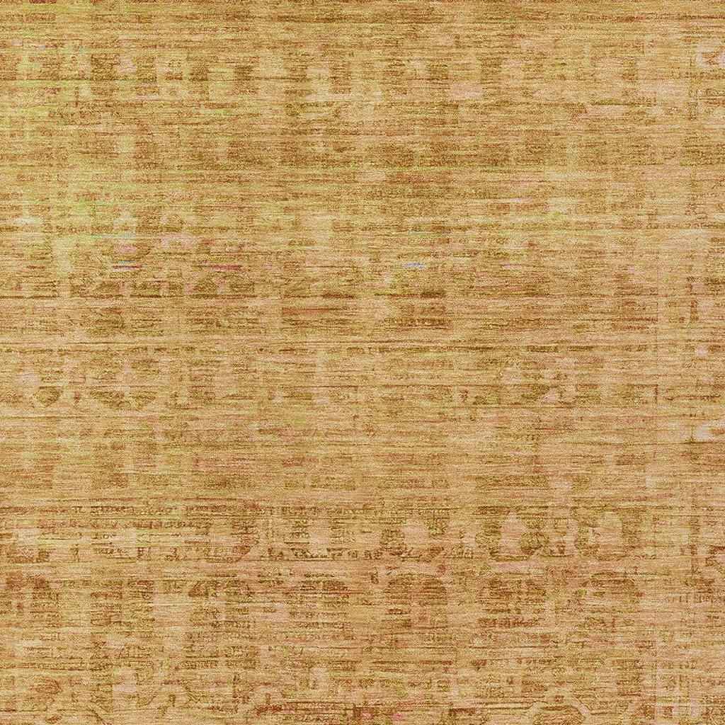 5' X 8' Salmon And Gold Abstract Washable Indoor Outdoor Area Rug