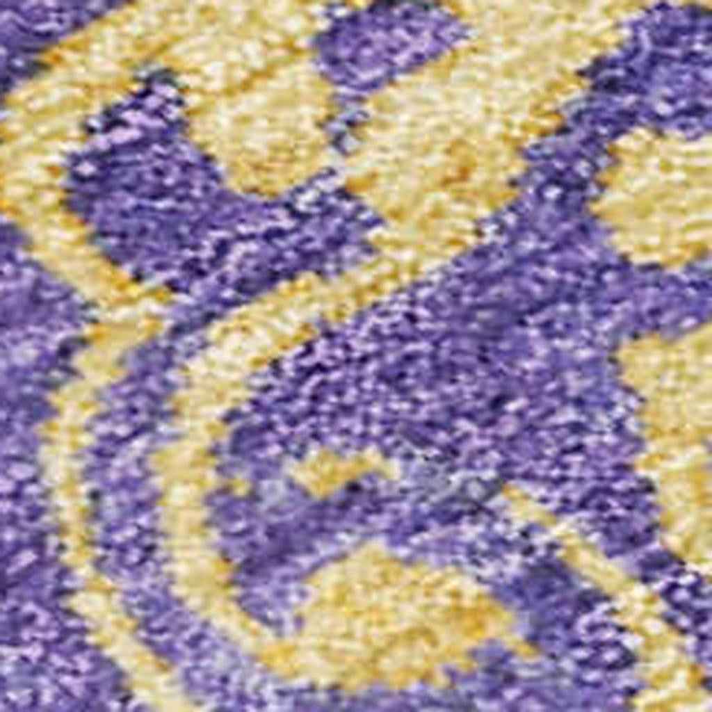 3' X 5' Purple And Gold Floral Washable Indoor Outdoor Area Rug