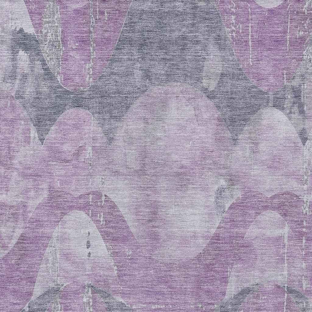 8' X 10' Lavender And Gray Abstract Washable Indoor Outdoor Area Rug