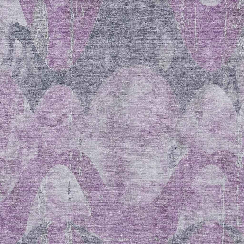 8' X 10' Lavender And Gray Abstract Washable Indoor Outdoor Area Rug