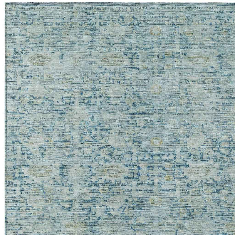 3' X 5' Blue And Ivory Oriental Washable Indoor Outdoor Area Rug