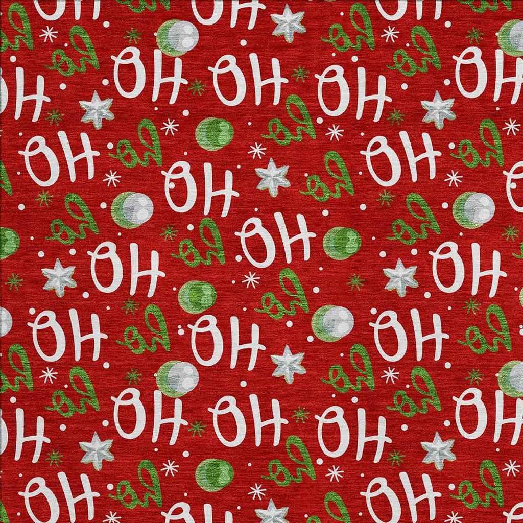 5' X 8' Red White And Green Polka Dot Washable Indoor Outdoor Area Rug