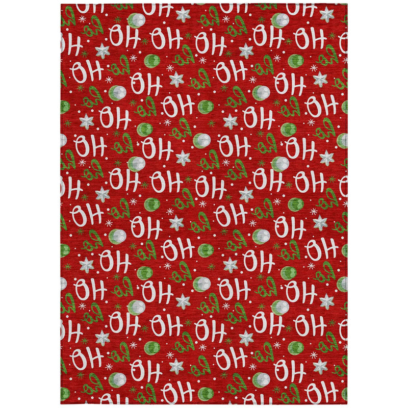 3' X 5' Red White And Green Polka Dot Washable Indoor Outdoor Area Rug