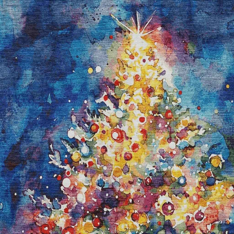 3' X 5' Navy Blue Gold Red And Purple Abstract Washable Indoor Outdoor Area Rug