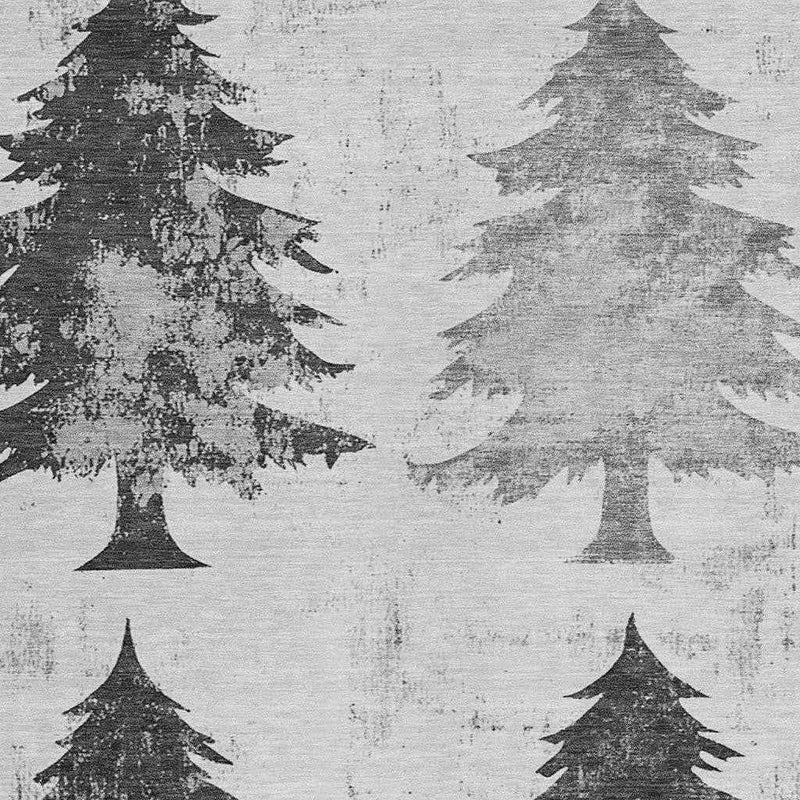 8' X 10' Gray And Silver Botanical Leaves Washable Indoor Outdoor Area Rug