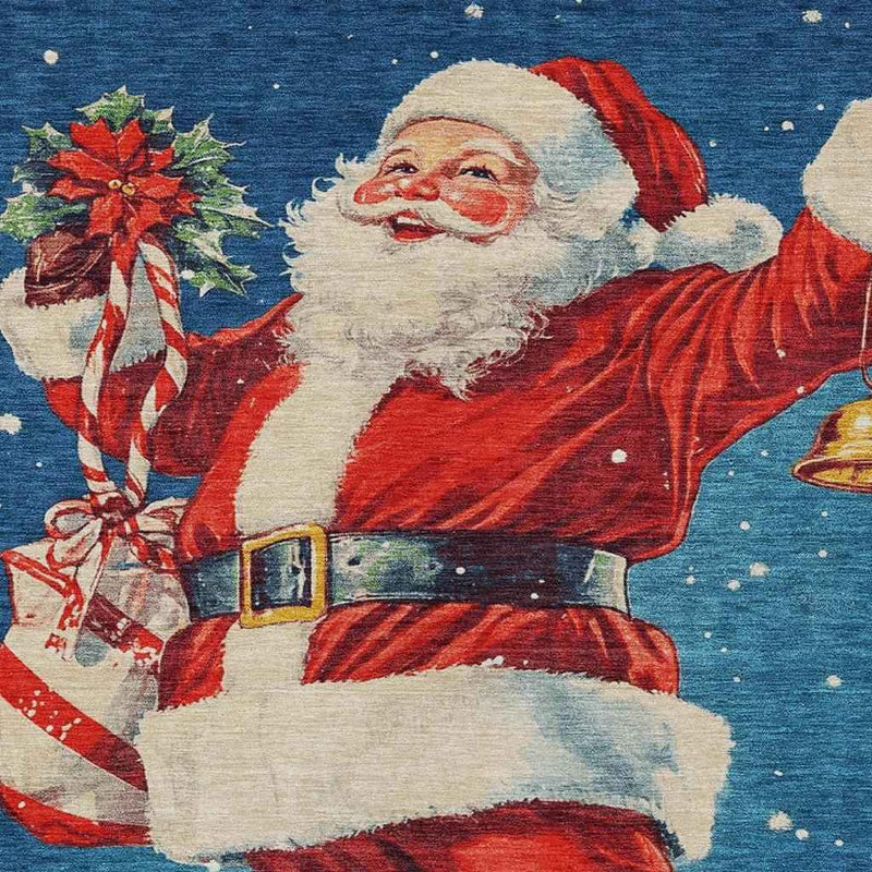 8' X 10' Blue Red White Green And Gold Floral Washable Indoor Outdoor Area Rug