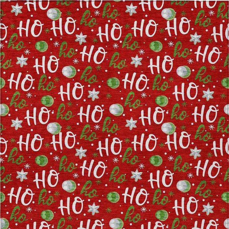 8' X 10' Red White And Green Polka Dot Washable Indoor Outdoor Area Rug