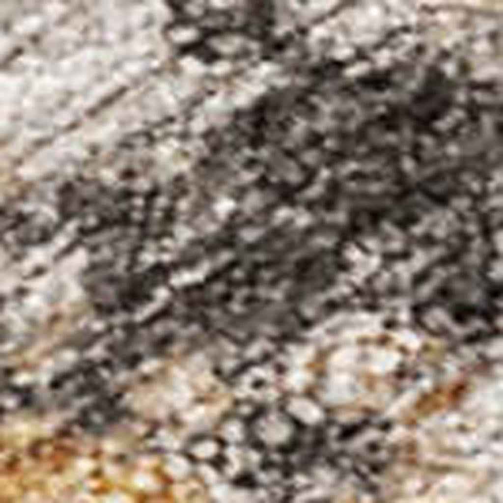 9' X 12' Beige Charcoal And Gold Floral Washable Indoor Outdoor Area Rug