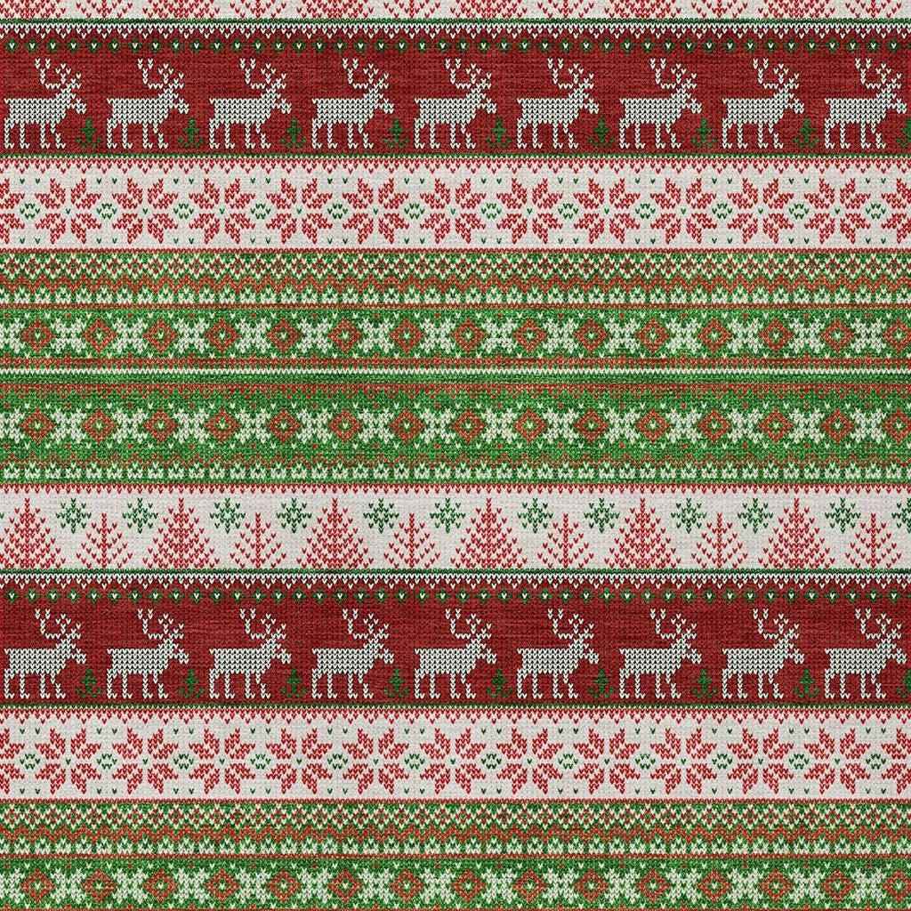 8' X 10' Green Ivory And Red Animal Print Washable Indoor Outdoor Area Rug