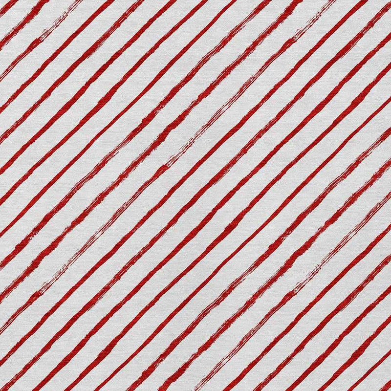 5' X 8' Red And White Striped Washable Indoor Outdoor Area Rug