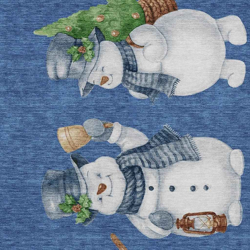 8' X 10' Navy Blue Denim Blue And Ivory Botanical Leaves Washable Indoor Outdoor Area Rug