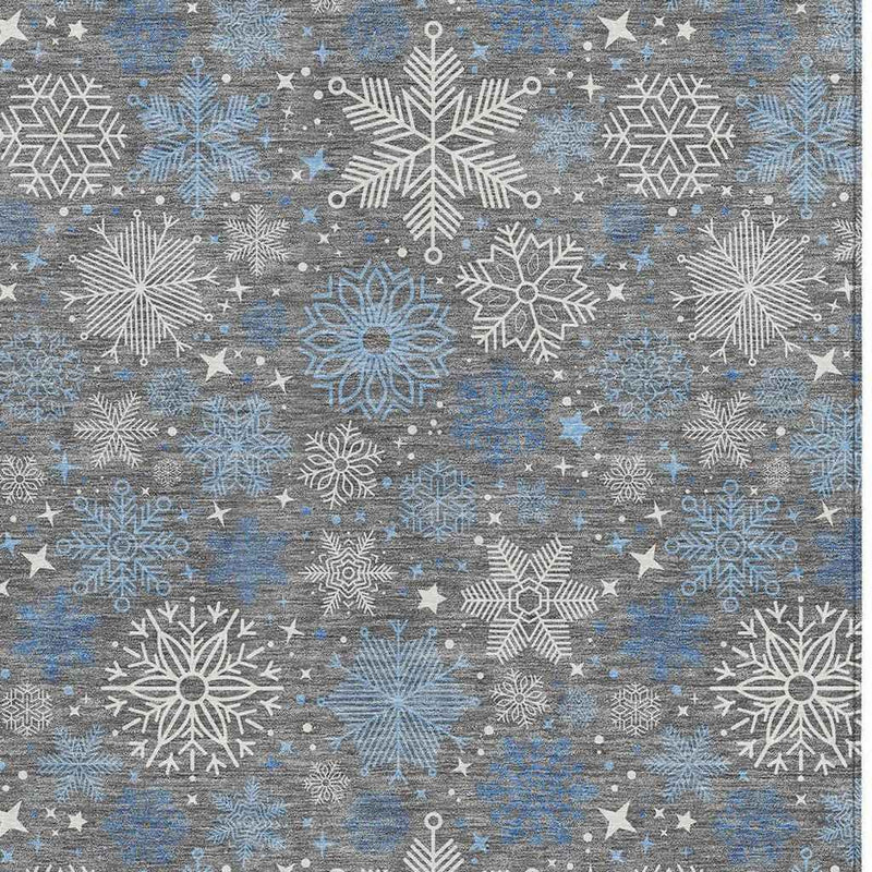 9' X 12' Gray Blue And Ivory Medallion Washable Indoor Outdoor Area Rug