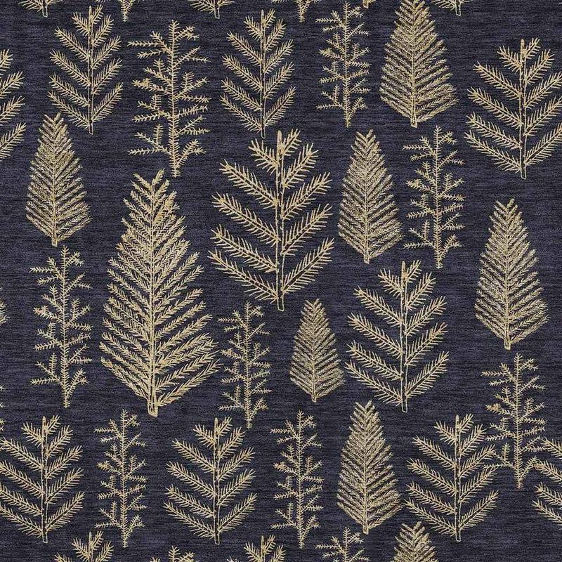 10' X 14' Black And Gold Botanical Leaves Washable Indoor Outdoor Area Rug