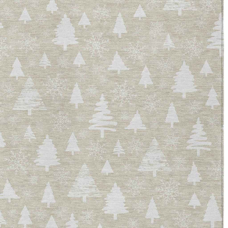 8' X 10' Beige And Ivory Botanical Leaves Washable Indoor Outdoor Area Rug