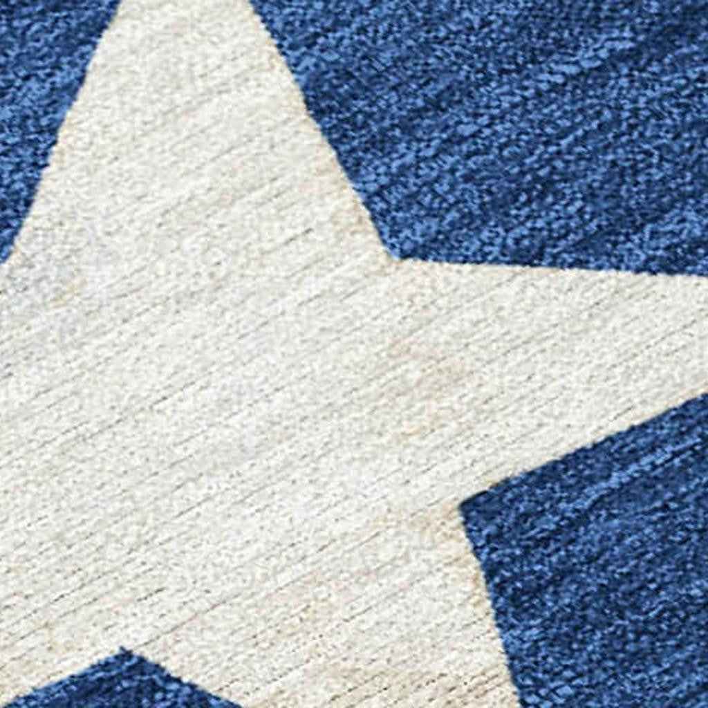 3' X 5' Navy Blue Beige Ivory And Taupe Geometric Washable Indoor Outdoor Area Rug