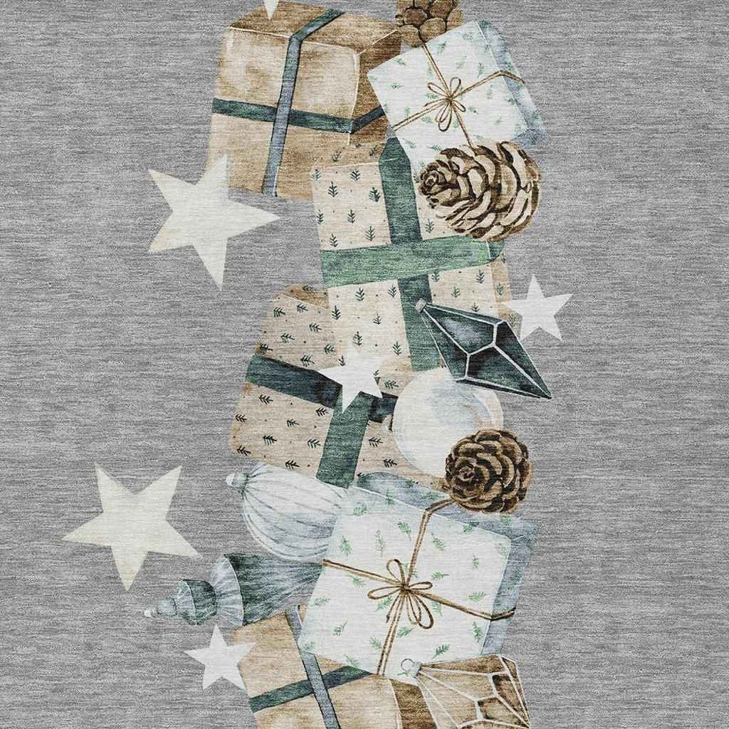 3' X 5' Gray Beige Ivory And Taupe Geometric Washable Indoor Outdoor Area Rug