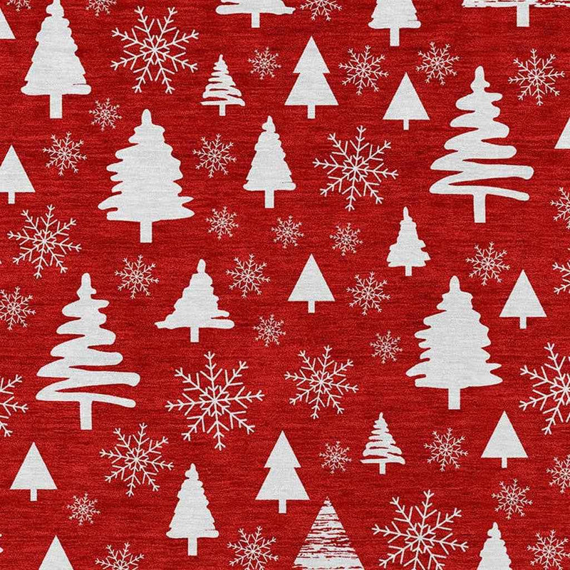 3' X 5' Red And Ivory Botanical Leaves Washable Indoor Outdoor Area Rug