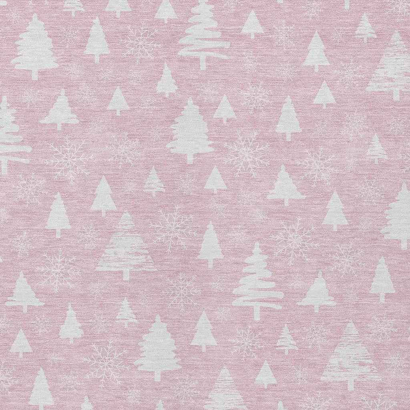 5' X 8' Pink And Ivory Botanical Leaves Washable Indoor Outdoor Area Rug