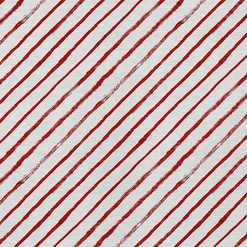 10' X 14' Red And White Striped Washable Indoor Outdoor Area Rug