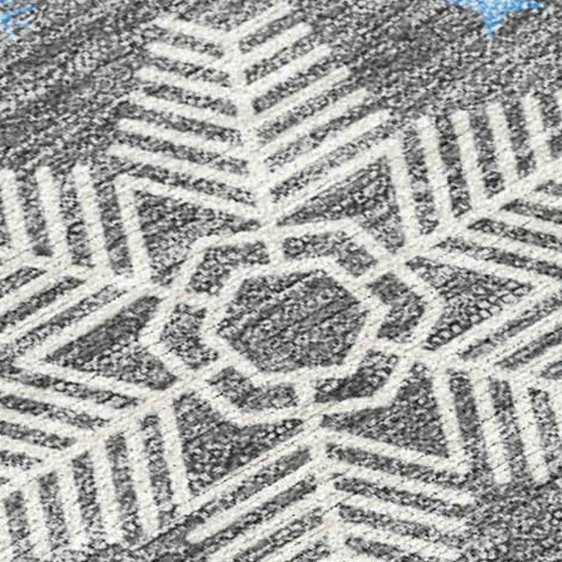 10' X 14' Gray Blue And Ivory Medallion Washable Indoor Outdoor Area Rug