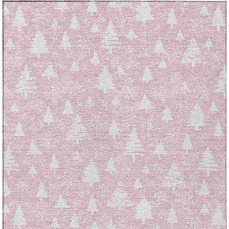 3' X 5' Pink And Ivory Botanical Leaves Washable Indoor Outdoor Area Rug