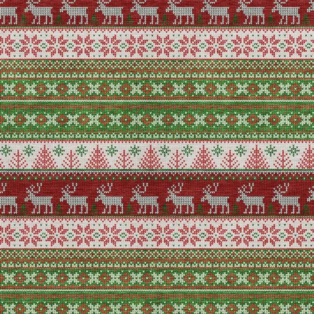 9' X 12' Green Ivory And Red Animal Print Washable Indoor Outdoor Area Rug