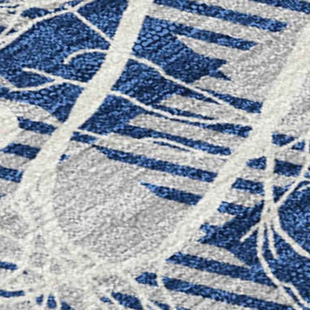 8' X 10' Blue Ivory And Gray Plaid Washable Indoor Outdoor Area Rug