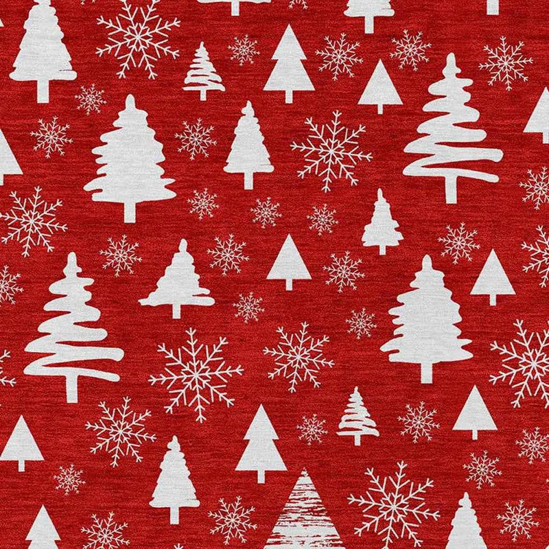 5' X 8' Red And Ivory Botanical Leaves Washable Indoor Outdoor Area Rug