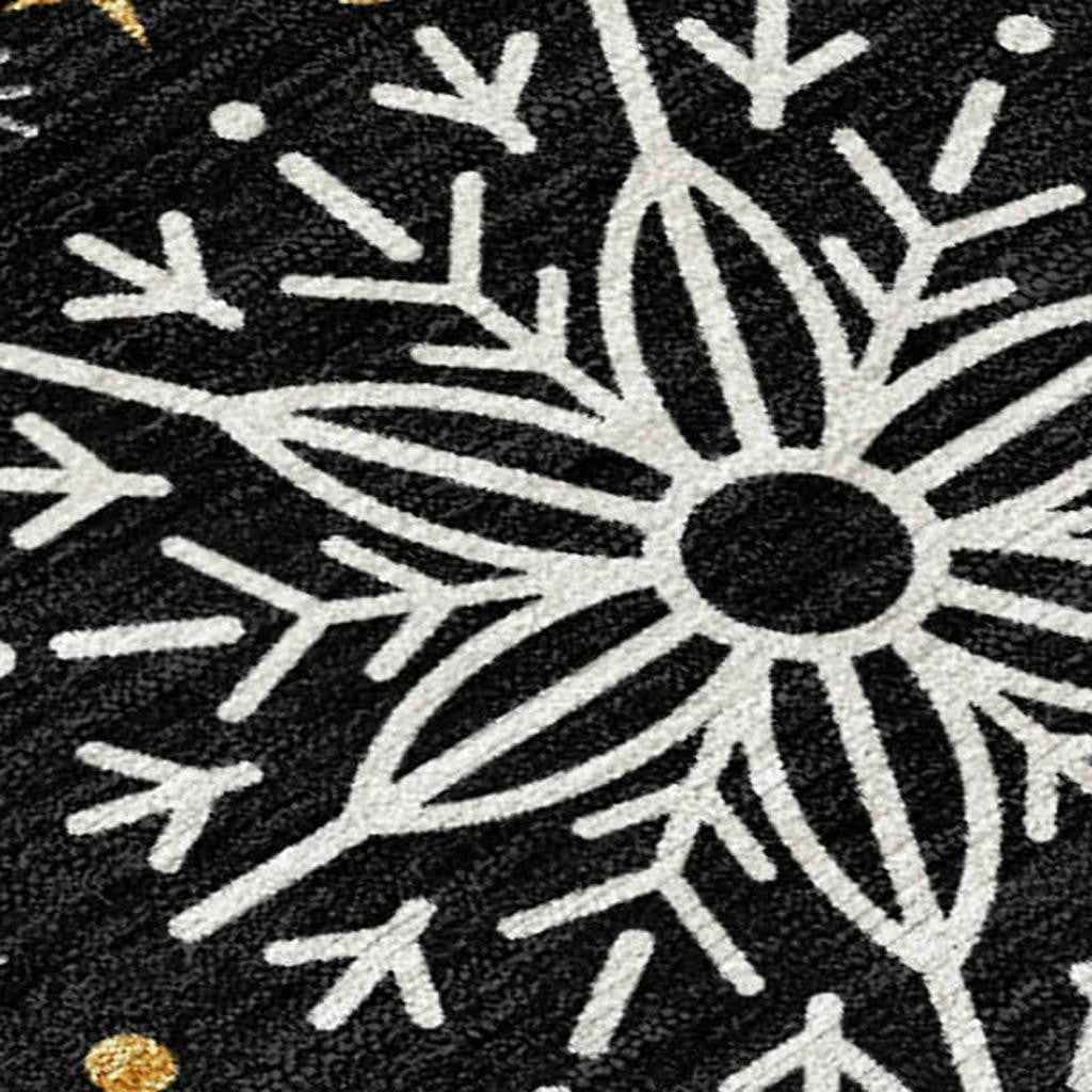 9' X 12' Black Gold And Gray Medallion Washable Indoor Outdoor Area Rug