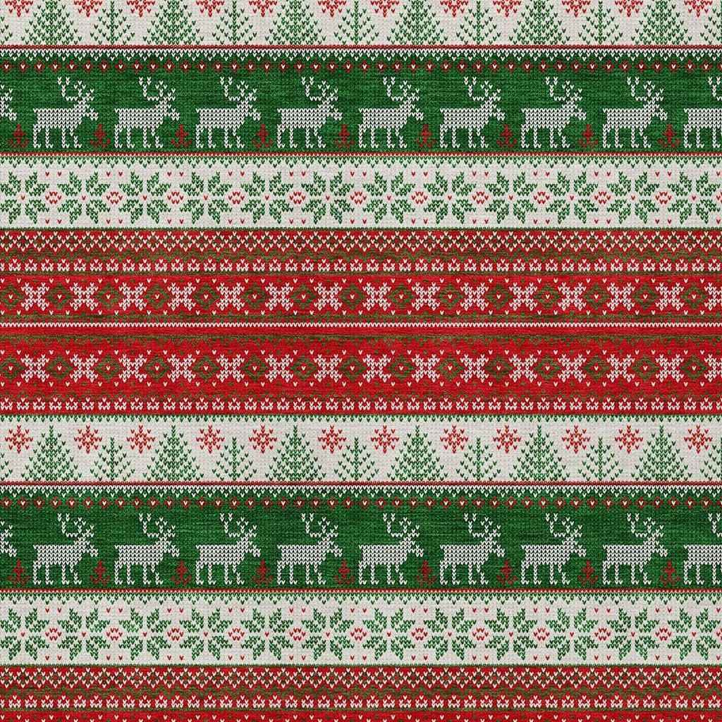 8' X 10' Red Green And Ivory Animal Print Washable Indoor Outdoor Area Rug