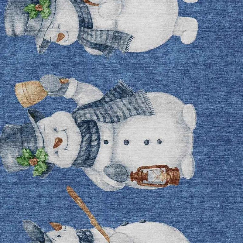 9' X 12' Navy Blue Denim Blue And Ivory Botanical Leaves Washable Indoor Outdoor Area Rug