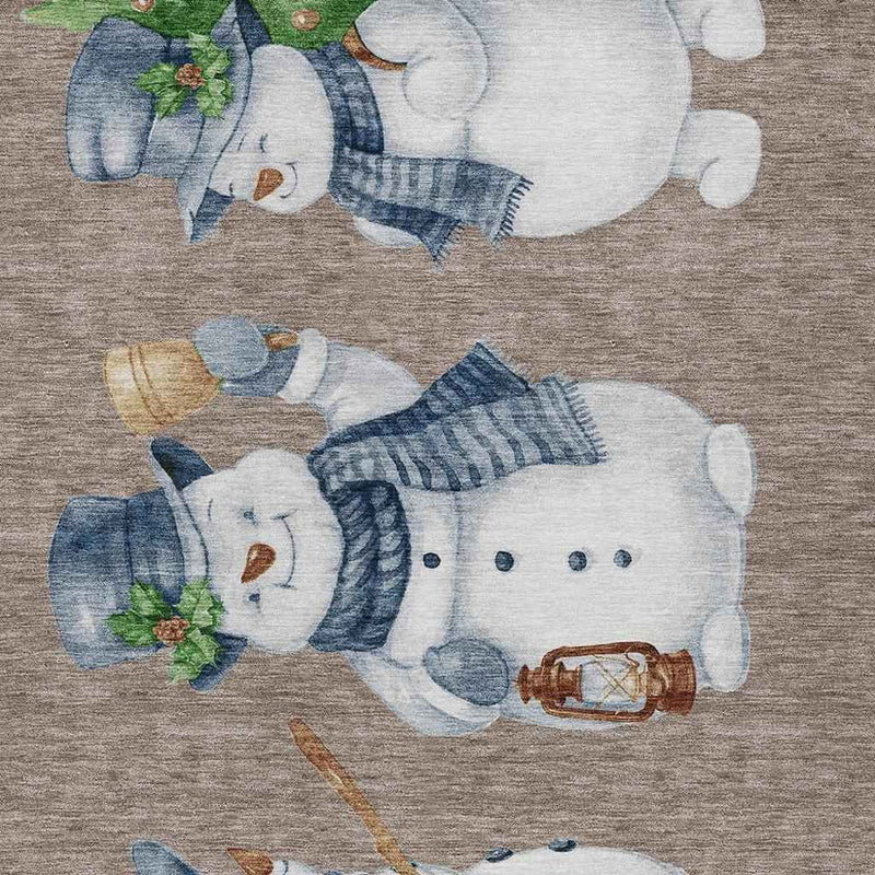 3' X 5' Taupe Denim Blue And Ivory Botanical Leaves Washable Indoor Outdoor Area Rug