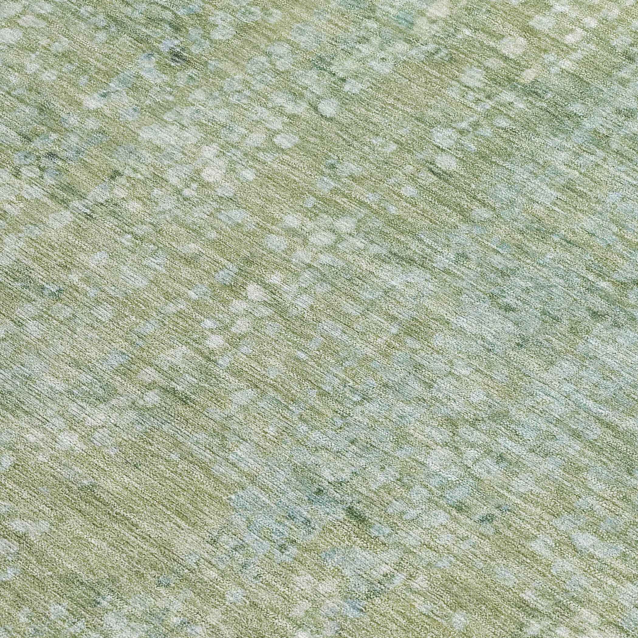 9' X 12' Green And Ivory Abstract Washable Indoor Outdoor Area Rug