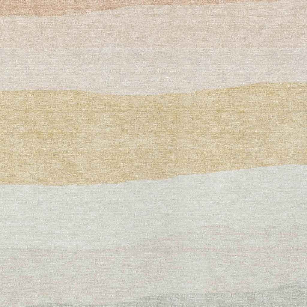 3' X 5' Wheat Gold And Beige Striped Washable Indoor Outdoor Area Rug