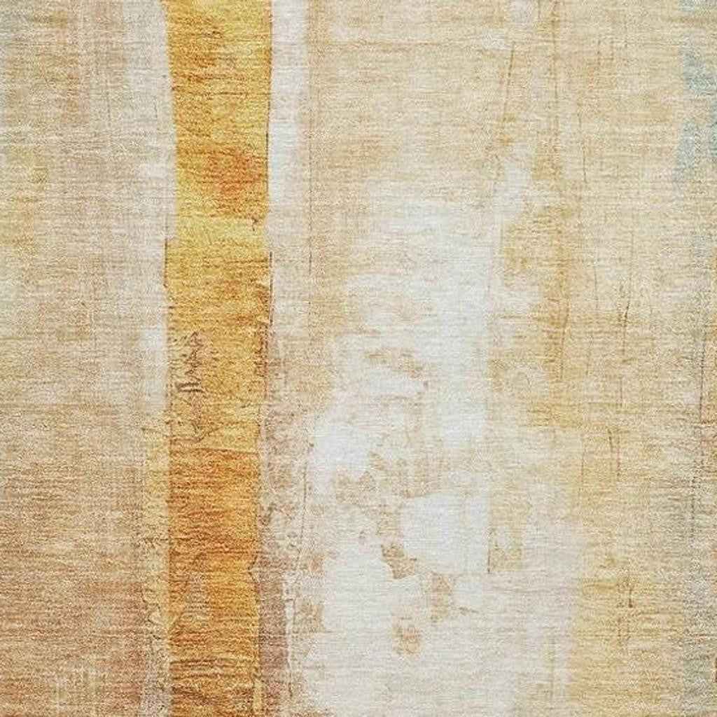8' X 10' Copper And Ivory Abstract Washable Indoor Outdoor Area Rug