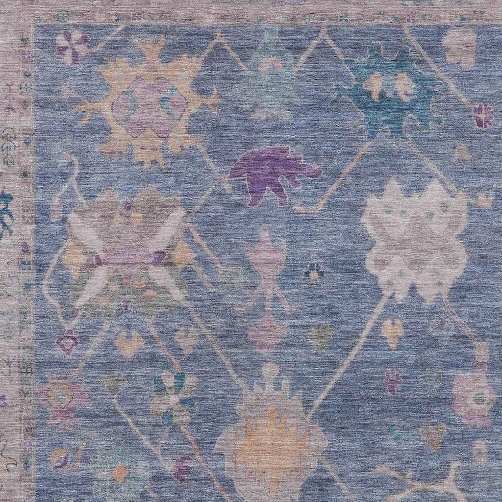 8' X 10' Blue And Purple Tribal Washable Indoor Outdoor Area Rug