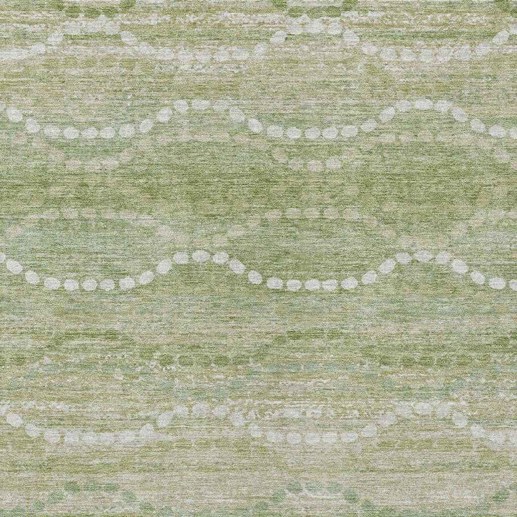 10' X 14' Sage And Ivory Ogee Washable Indoor Outdoor Area Rug