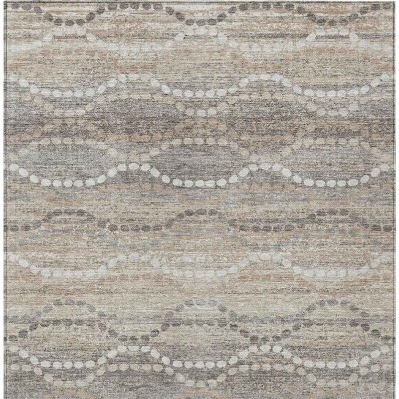 10' X 14' Beige And Gray Ogee Washable Indoor Outdoor Area Rug