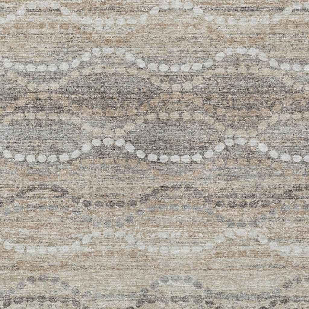 10' X 14' Beige And Gray Ogee Washable Indoor Outdoor Area Rug