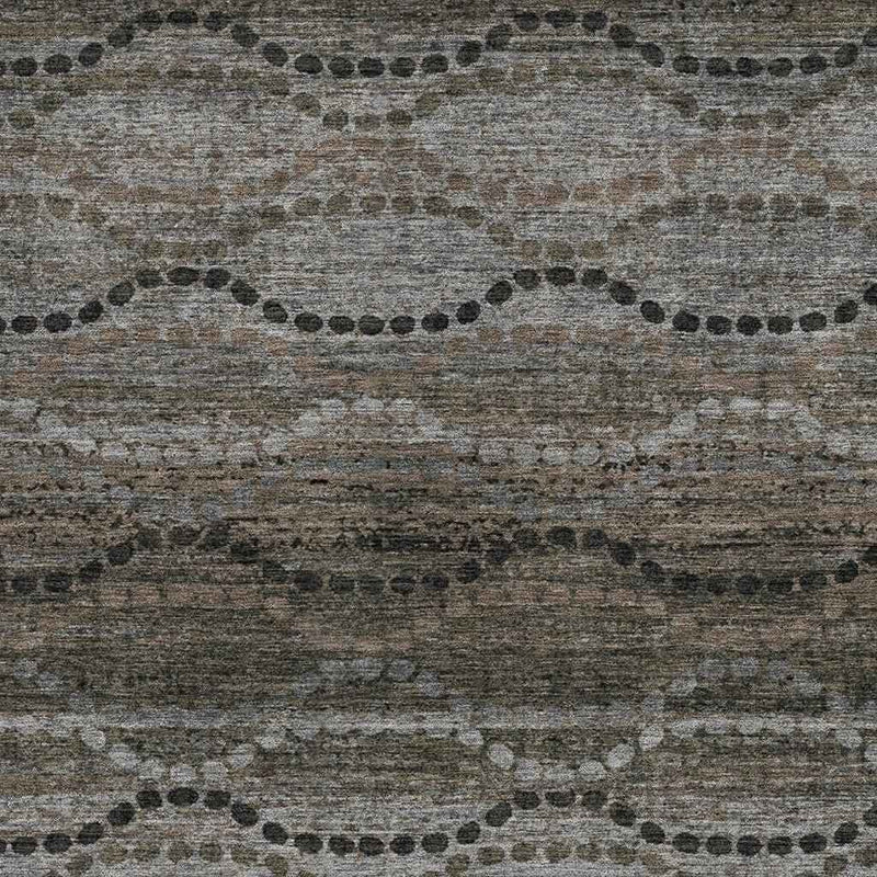 3' X 5' Chocolate And Gray Ogee Washable Indoor Outdoor Area Rug